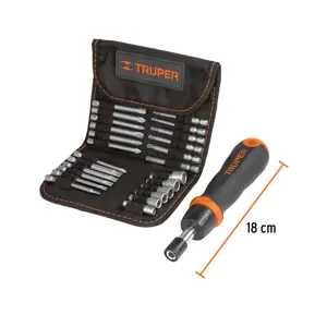 Desarmador tipo matraca con 18 puntas y 6 dados, Truper
