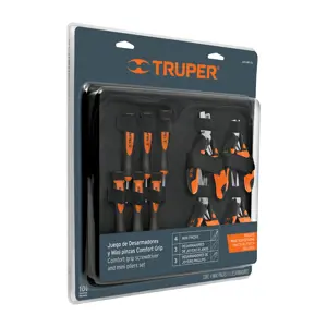 Truper Juego 6 desarmadores de joyero y 4 mini pinzas Comfort Grip