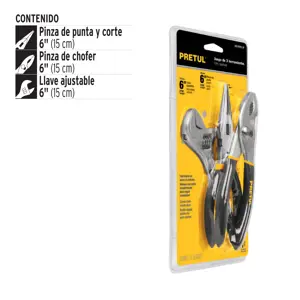 28216 / JGO-PEPI-3P Juego de 2 pinzas y 1 llave ajustable, mangos de PVC, Pretul