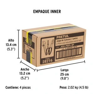 Juego de 2 pinzas y 1 llave ajustable, mangos de PVC, Pretul