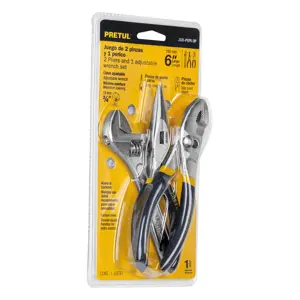 28216 / JGO-PEPI-3P Juego de 2 pinzas y 1 llave ajustable, mangos de PVC, Pretul
