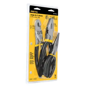 23976 / JGO-PIN-3C Juego de 3 pinzas, mangos de PVC, Pretul