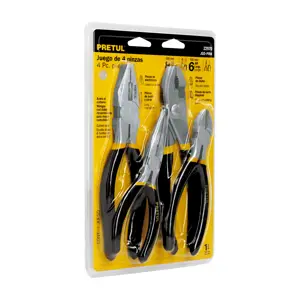 22970 / JGO-PIN4 Juego de 4 pinzas, mangos de PVC, Pretul