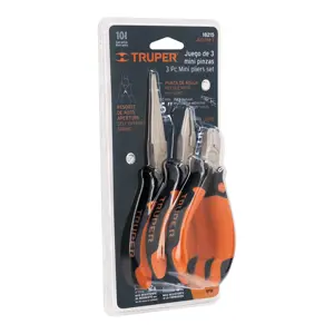 18215 / JGO-PM-3 Juego de 3 mini pinzas mango Comfort Grip, Truper