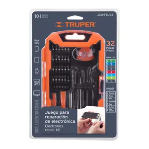 17762 / JGO-TEL-32 Juego de 32 piezas para reparación de electrónica, Truper