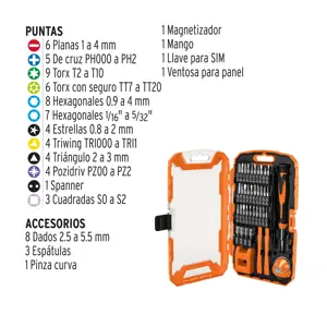 Juego de 77 piezas para reparación de electrónica, Truper