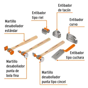 Truper Juego 7 piezas de martillos y entibadores para hojalatero