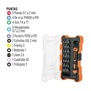Truper Desarmador de precisión con 28 puntas intercambiables