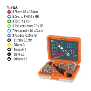 14163 / JOY-43 Truper Desarmador de precisión con 42 puntas intercambiables
