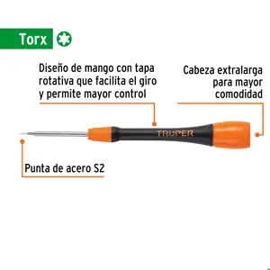 Truper Desarmador de precisión punta torx T1 mango ergonómico