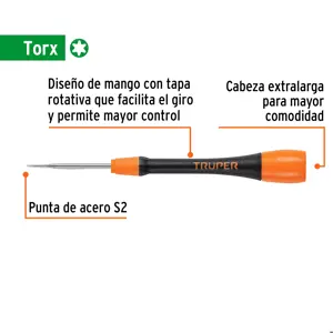 Truper Desarmador de precisión punta torx T3 mango ergonómico