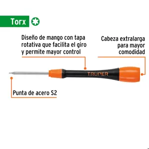Truper Desarmador de precisión punta torx T6 mango ergonómico