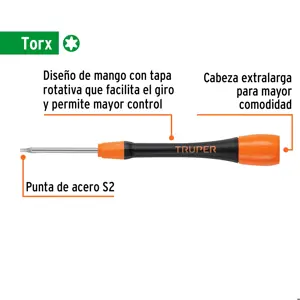 Truper Desarmador de precisión punta torx T7 mango ergonómico