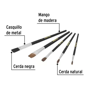 Juego de pinceles en blíster con 5 piezas, PRETUL