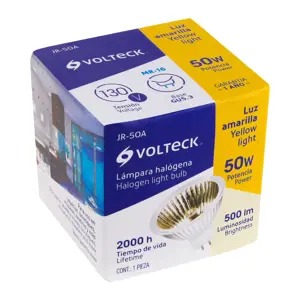 47256 / JR-50A Lámpara de halógeno amarillo 50 W tipo MR16 en caja, Volteck