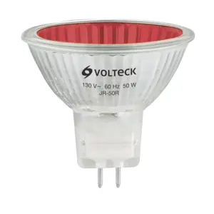 47255 / JR-50R Lámpara de halógeno rojo 50 W tipo MR16 en caja, Volteck
