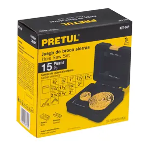 26037 / KIT-14P Juego de 12 brocasierras, 2 mandriles y llave allen, Pretul