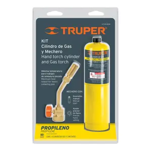 18077 / KIT-GAS-400N Kit de mechero y cilindro de gas propileno de 400g, amarillo