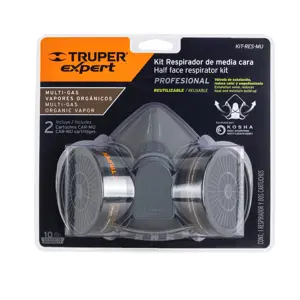13730 / KIT-RES-MU Expert Kit respirador profesional con cartuchos multigas, Truper