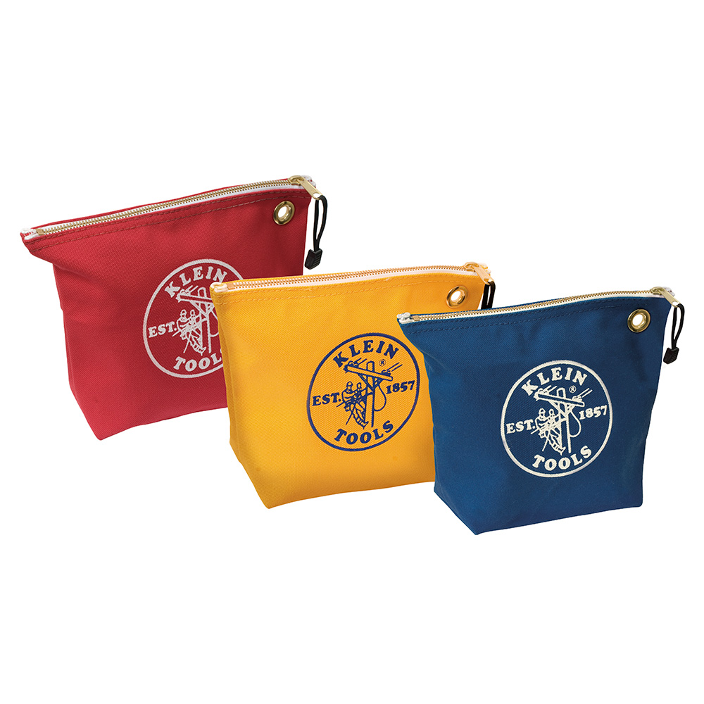 KLEINTOOLS-5539CPAK / 5539CPAK Bolsas con cierre relámpago, portaherramientas de lona surtidos, paquete de 3 unidades
