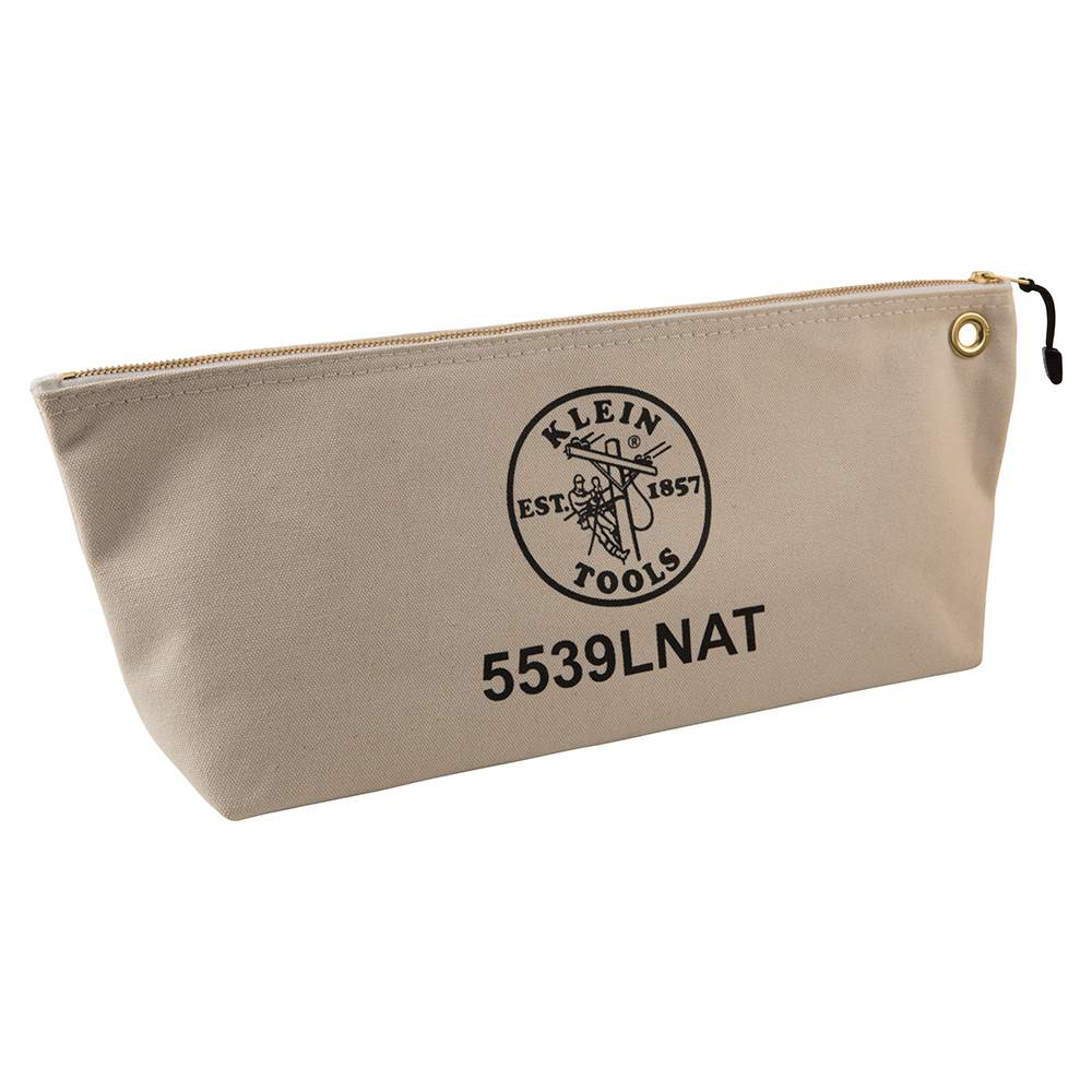 KLEINTOOLS-5539LNAT / 5539LNAT Bolsa con cierre relámpago, portaherramientas grande de 45,7 cm de lona natural