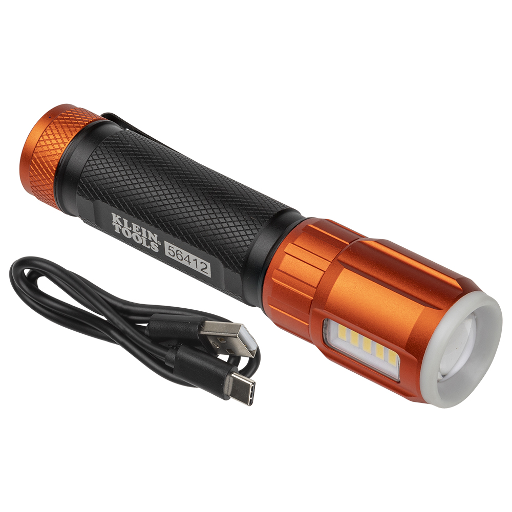 Linterna LED recargable con luz de trabajo