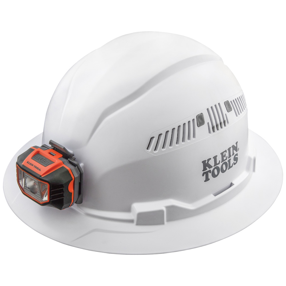 KLEINTOOLS-60407 / 60407 Casco de seguridad tipo cachucha blanco estilo ala completa con ventilación y luz frontal
