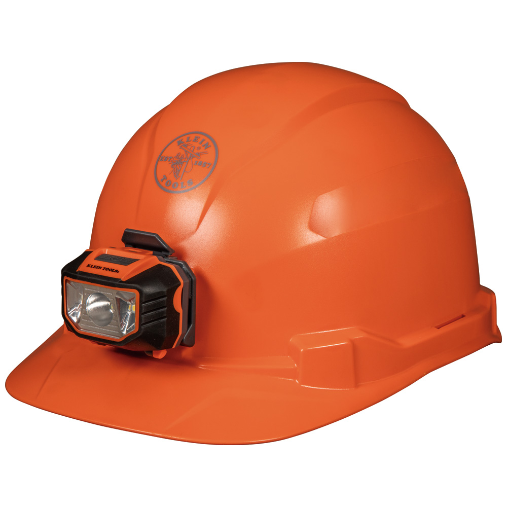 KLEINTOOLS-60900 / 60900 Casco de seguridad tipo cachucha naranja sin ventilación con luz frontal