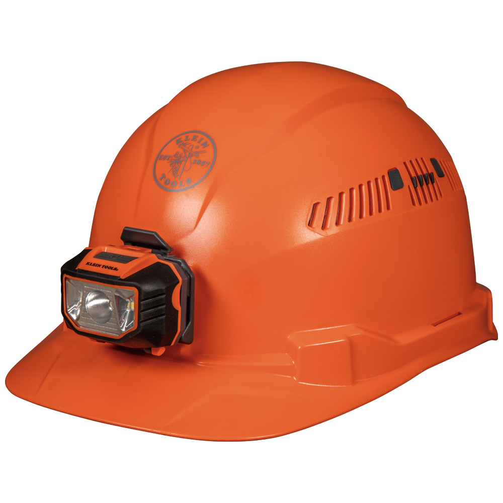 KLEINTOOLS-60901 / 60901 Casco de seguridad tipo cachucha naranja con ventilación y luz frontal