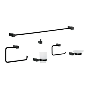 44332 / KUA-7000M Juego de 6 accesorios para baño, negro, FOSET KUBO