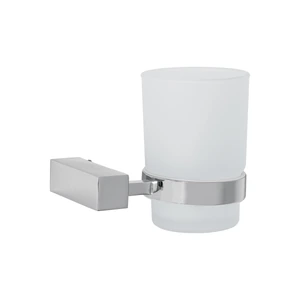 44399 / KUA-71 Portavaso cepillero con vaso de vidrio, cromo, FOSET KUBO