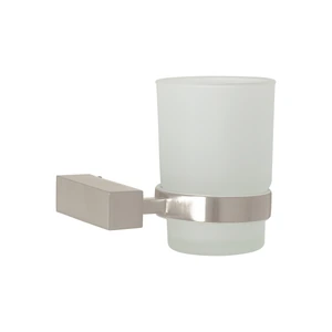 44437 / KUA-71N Portavaso cepillero con vaso de vidrio, satín, FOSET KUBO