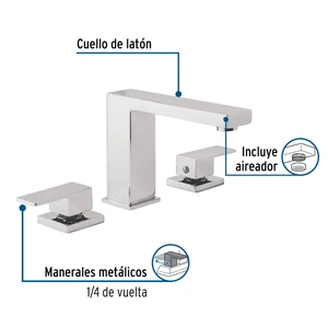 Mezcladora para lavabo taladros separados, cromo, FOSET KUBO