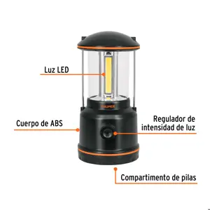 Truper Linterna de LED para campamento, tipo farol, de Pilas 3 D