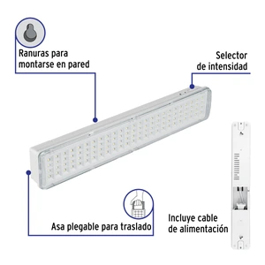 Lámpara de emergencia de 100 Leds 500 lm recargable, Volteck