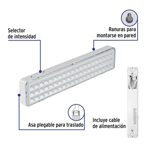 Lámpara de emergencia de 60 Leds 300 lm recargable, Volteck