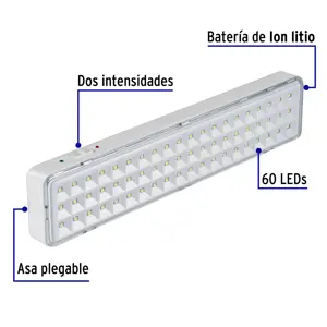 Lámpara de emergencia de 60 Leds 300 lm recargable, Volteck