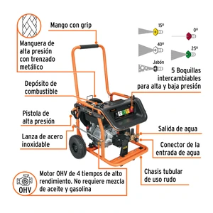 Hidrolavadora con motor a gasolina, 4000 PSI, Truper