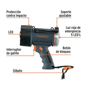 Linterna reflectora LED 300 lm recargable, TRUPER