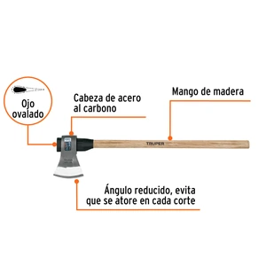 Hacha labor entera 3-1/2lb, mango de madera 36