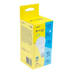 Volteck Lámpara LED A19 14 W (equiv. 75 W), luz de día, caja, Basic
