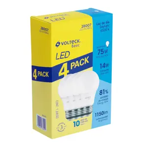 Volteck Pack de 4 lámparas LED A19 14 W (equiv. 75 W), luz de día