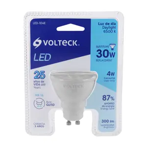 Volteck Lámpara de LED 4 W tipo MR 16 base GU10 luz de día, blíster