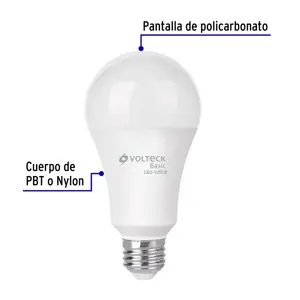 Volteck Lámpara LED A22 16 W (equiv. 100 W), luz cálida, caja, Basic