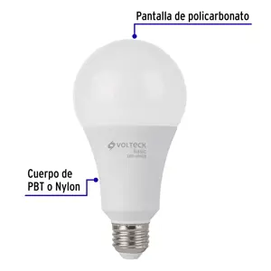 Volteck Lámpara LED A25 18 W (equiv. 125 W), luz cálida, caja, Basic