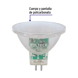 Volteck Lámpara trans. de LED 3W MR16 base GU5.3 luz cálida, blíster