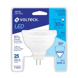 Volteck Lámpara de LED 4 W tipo MR 16 base GU5.3 luz de día, blíster