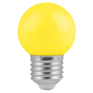 Lámpara LED tipo bulbo G45 1 W color amarillo, caja, Volteck