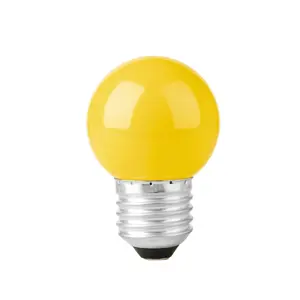 Lámpara LED tipo bulbo G45 1 W color amarillo, caja, Volteck