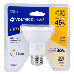 Lámpara de LED 6 W tipo PAR 20 luz cálida, blíster, Volteck